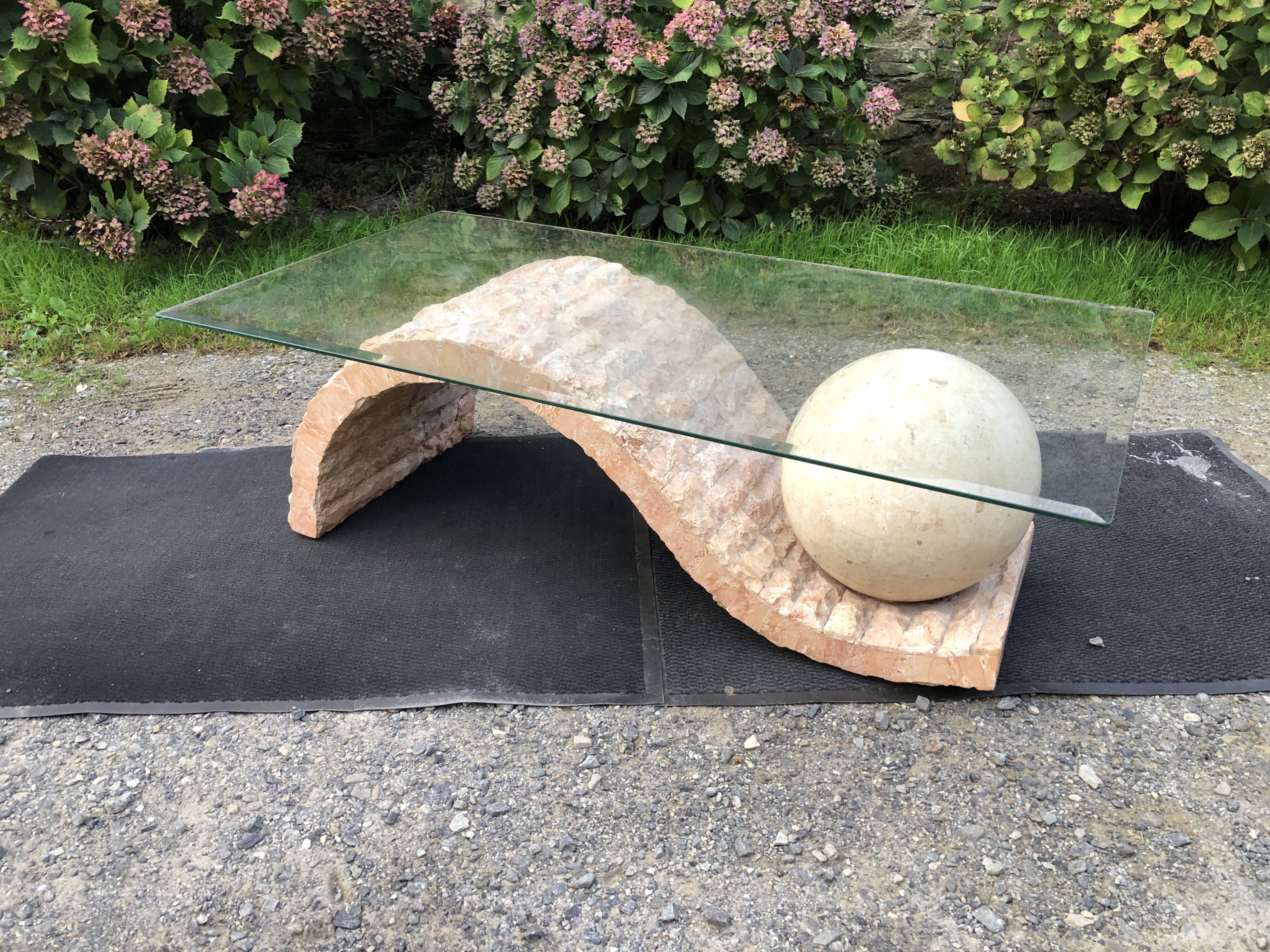 80s design coffee table. made of Mactan travertine stones from Magnussen ponte.