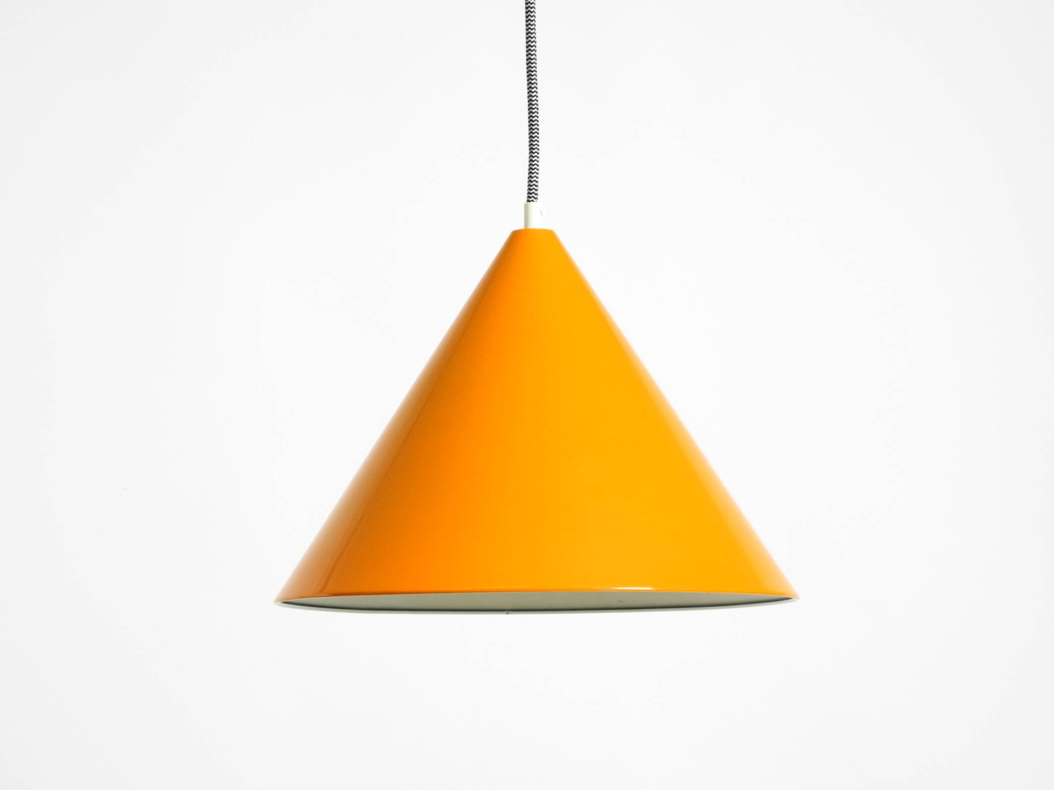 Original 1970s orange metal pendant lamp by Louis Poulsen model Billiard