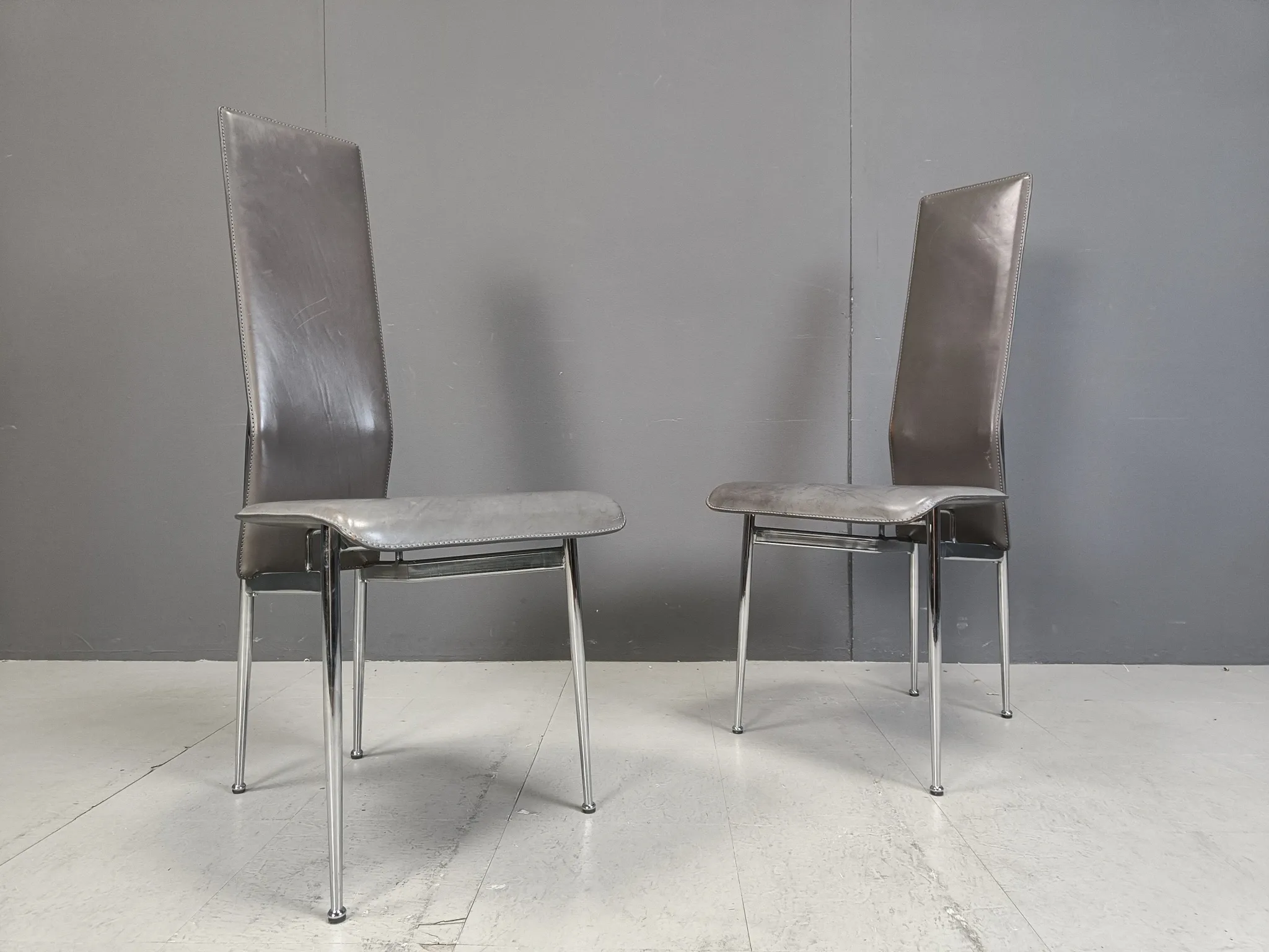 Vintage dining chairs by Giancarlo Vegni for Fasem, set of 8, 1980s