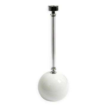 Suspension en verre tchèque des années 50 avec abat-jour en verre et tige en verre.