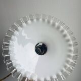 Vintage opaline pendant light with porcelain pavilion