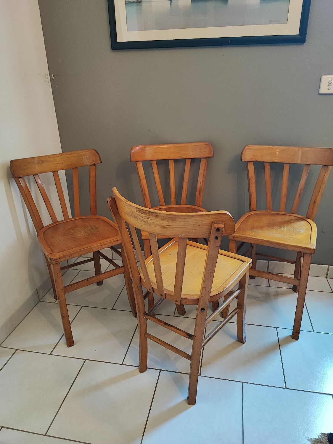 Vintage four-quarter bistro chairs