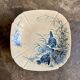 Grand compotier Gien en terre de fer bleue, service "Oiseaux" vers 1870
