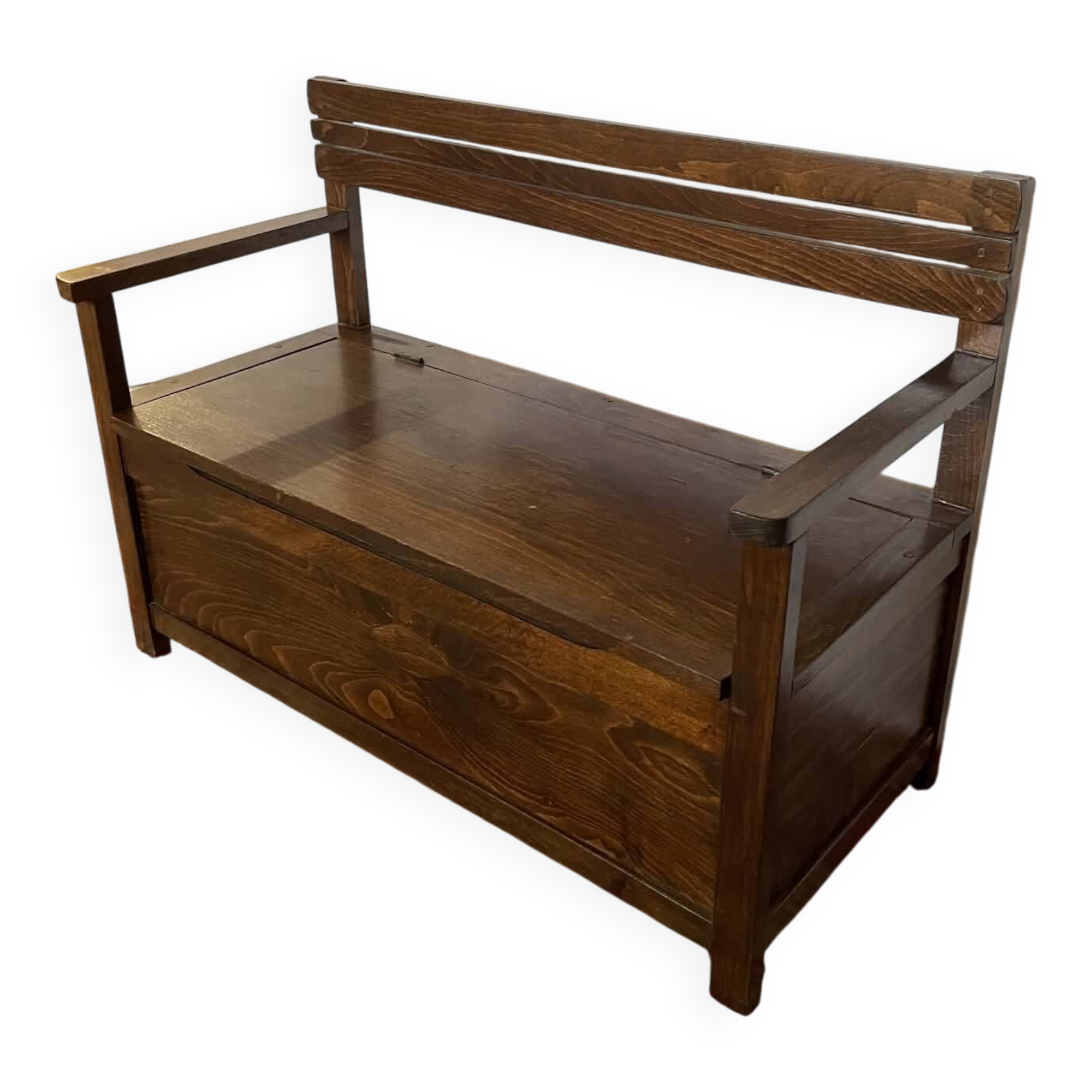 Petit banc-coffre vintage en hêtre