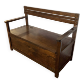 Petit banc-coffre vintage en hêtre