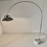 Sculptural Italian Space Age XL Chrome Arc Floor Lamp with Carrara Marble B