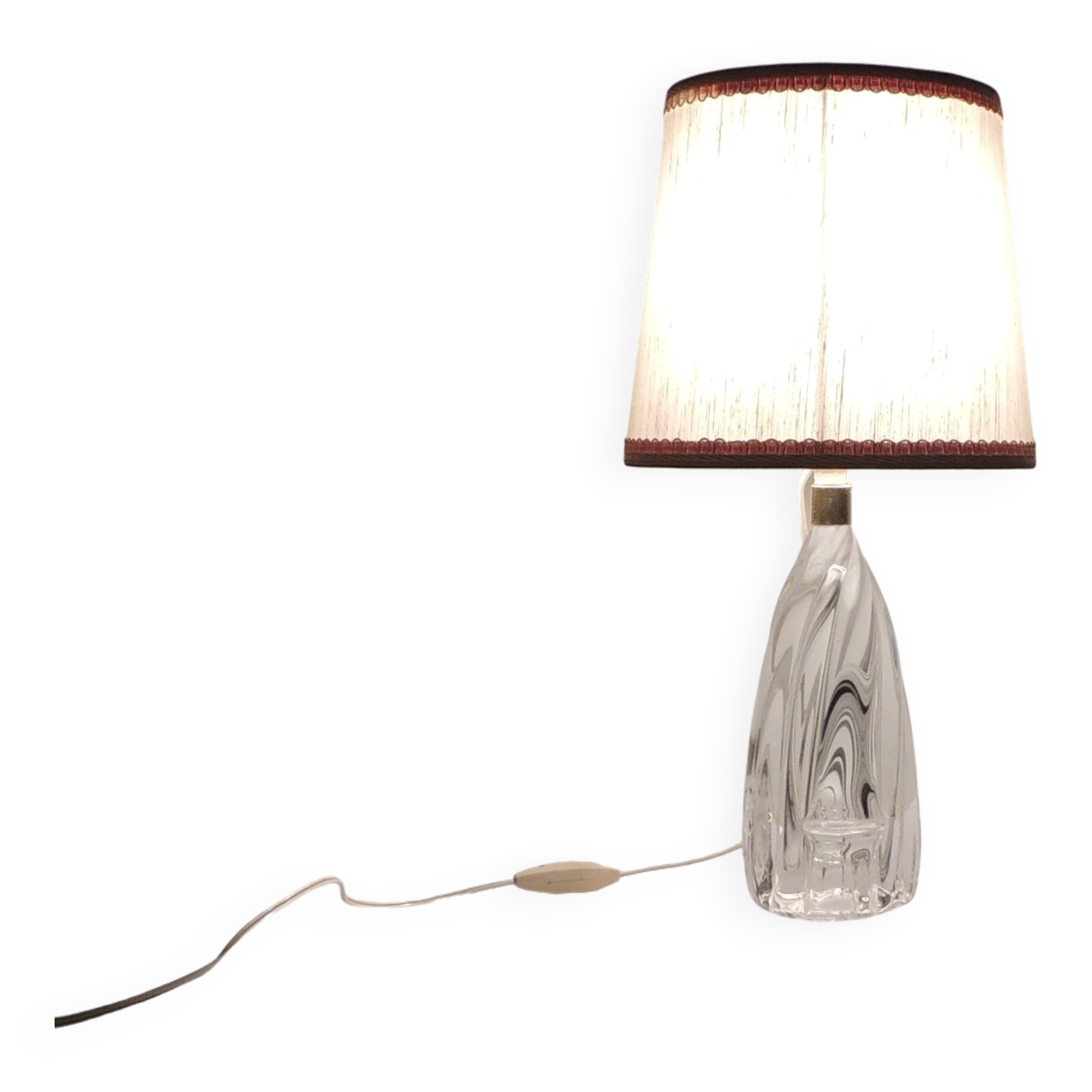 Vintage crystal lamp from the 70s – sculpted base – small table lamp