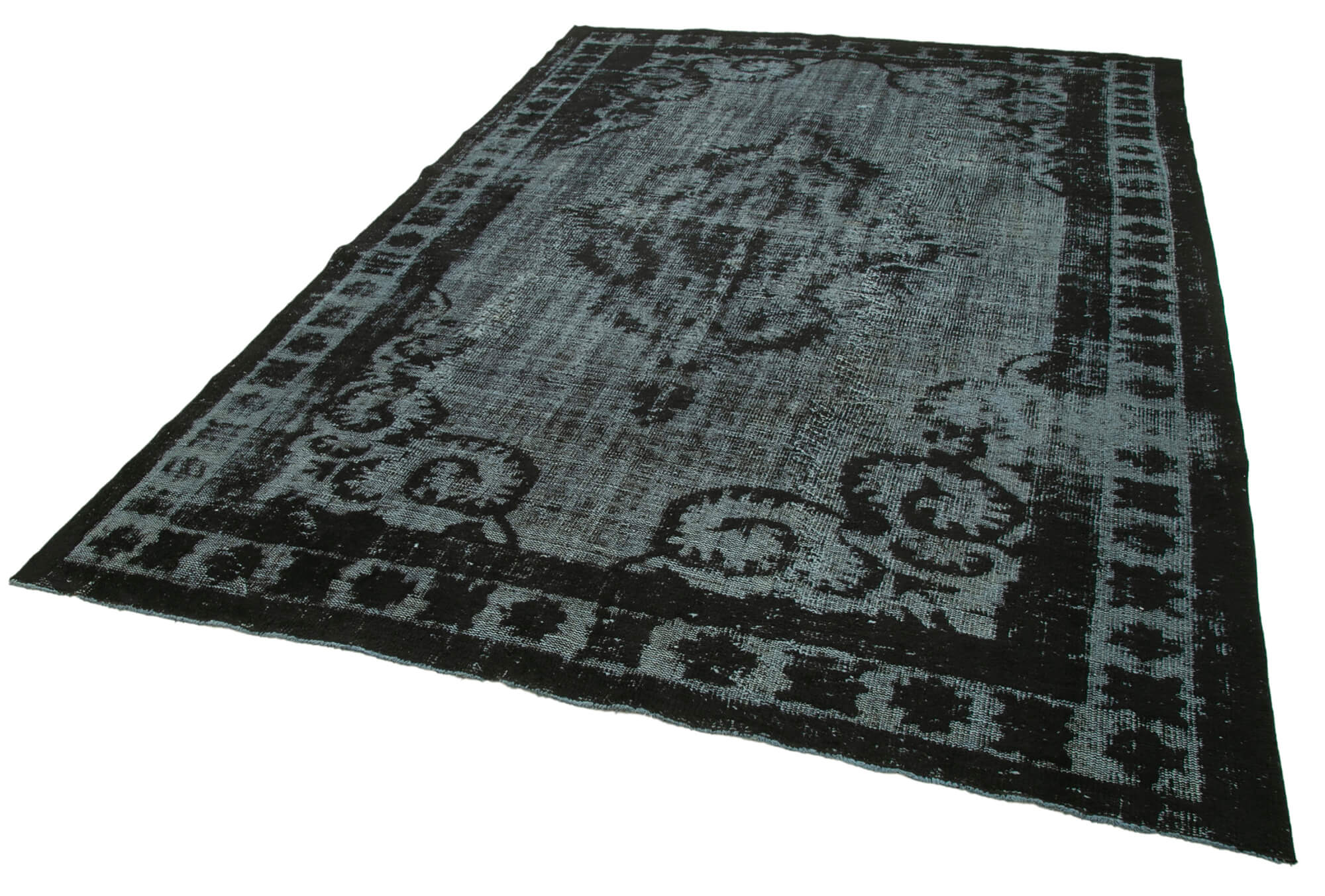Handmade Unique Anatolian 1970s 214 cm x 311 cm Black Rug