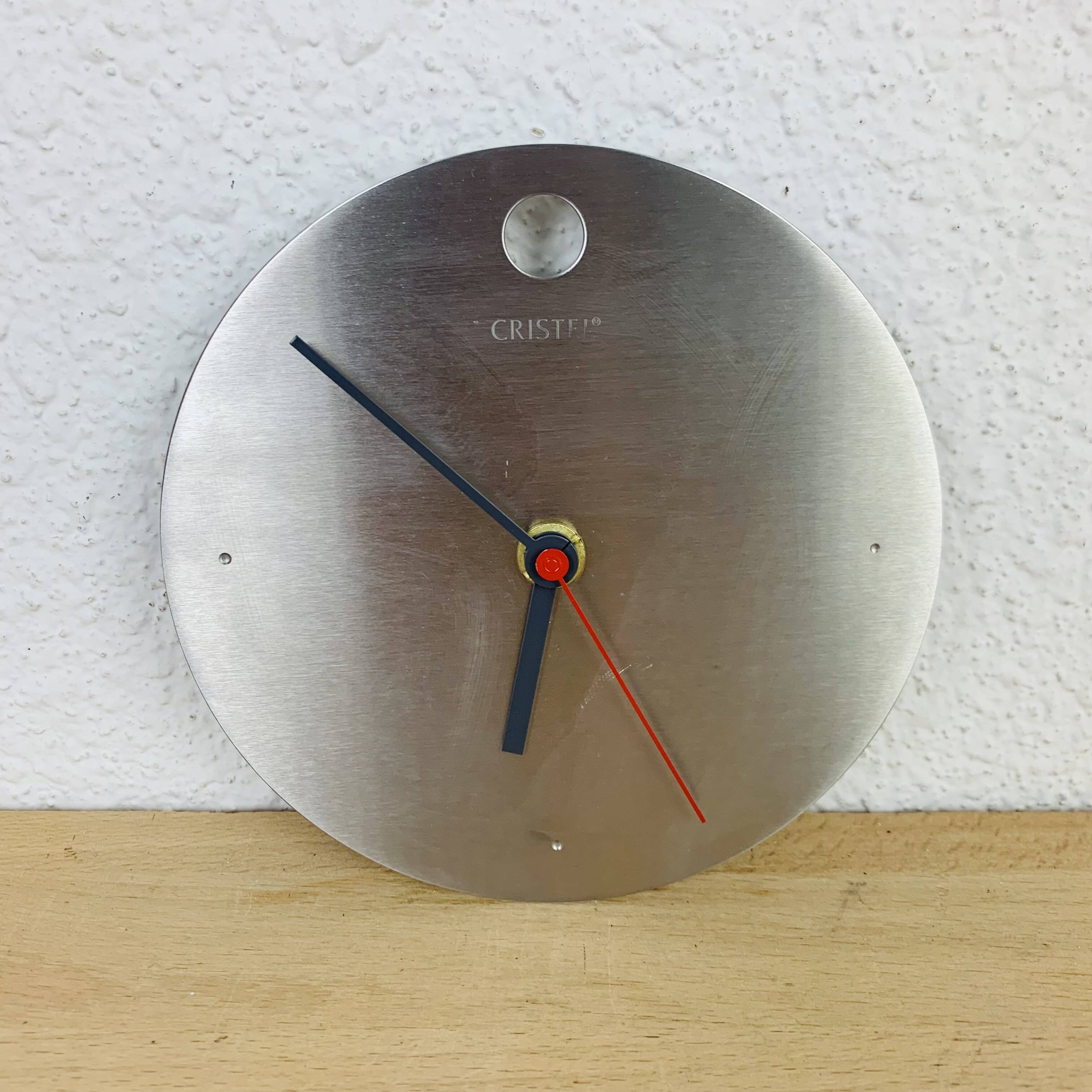 Cristel Panoply model clock, brushed stainless steel
