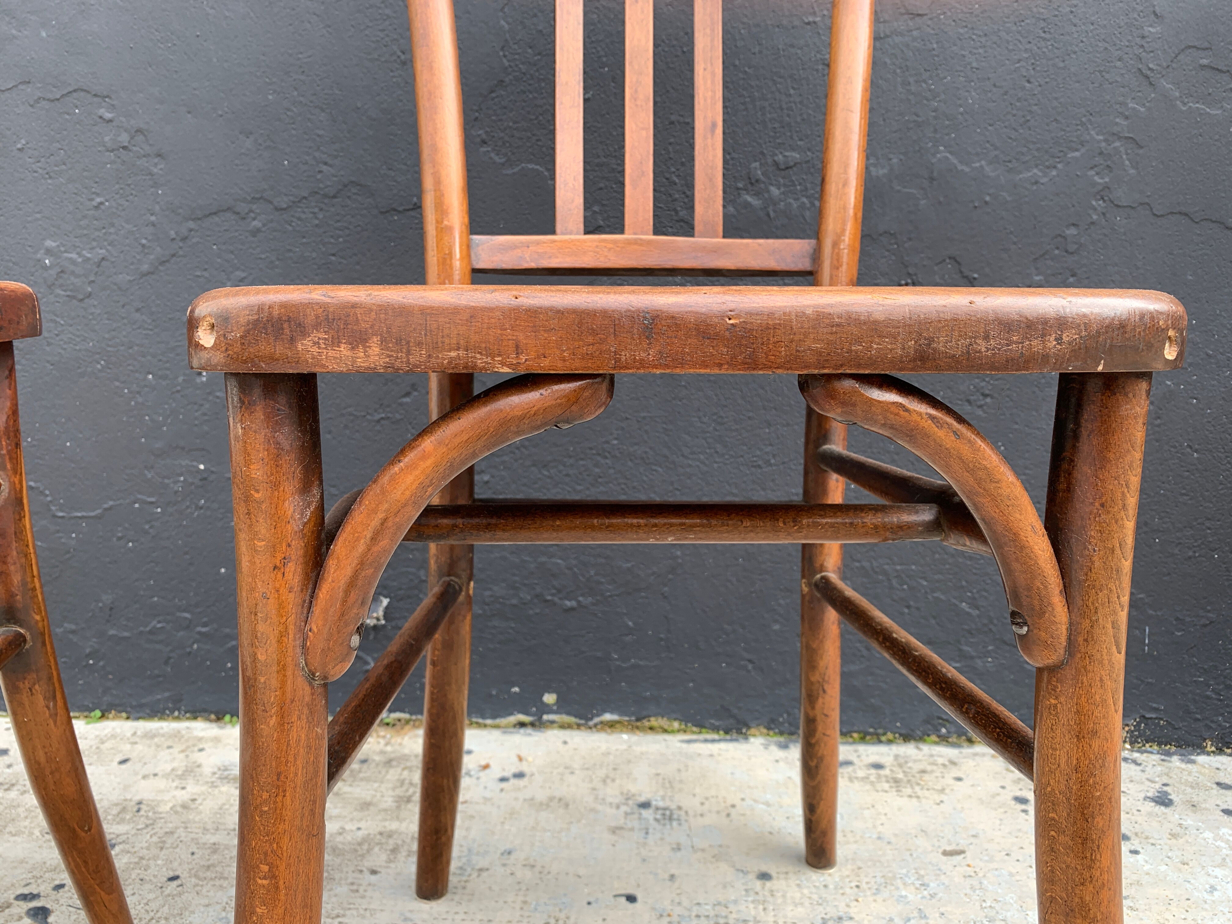 Set of 4 curved wooden bistro chairs