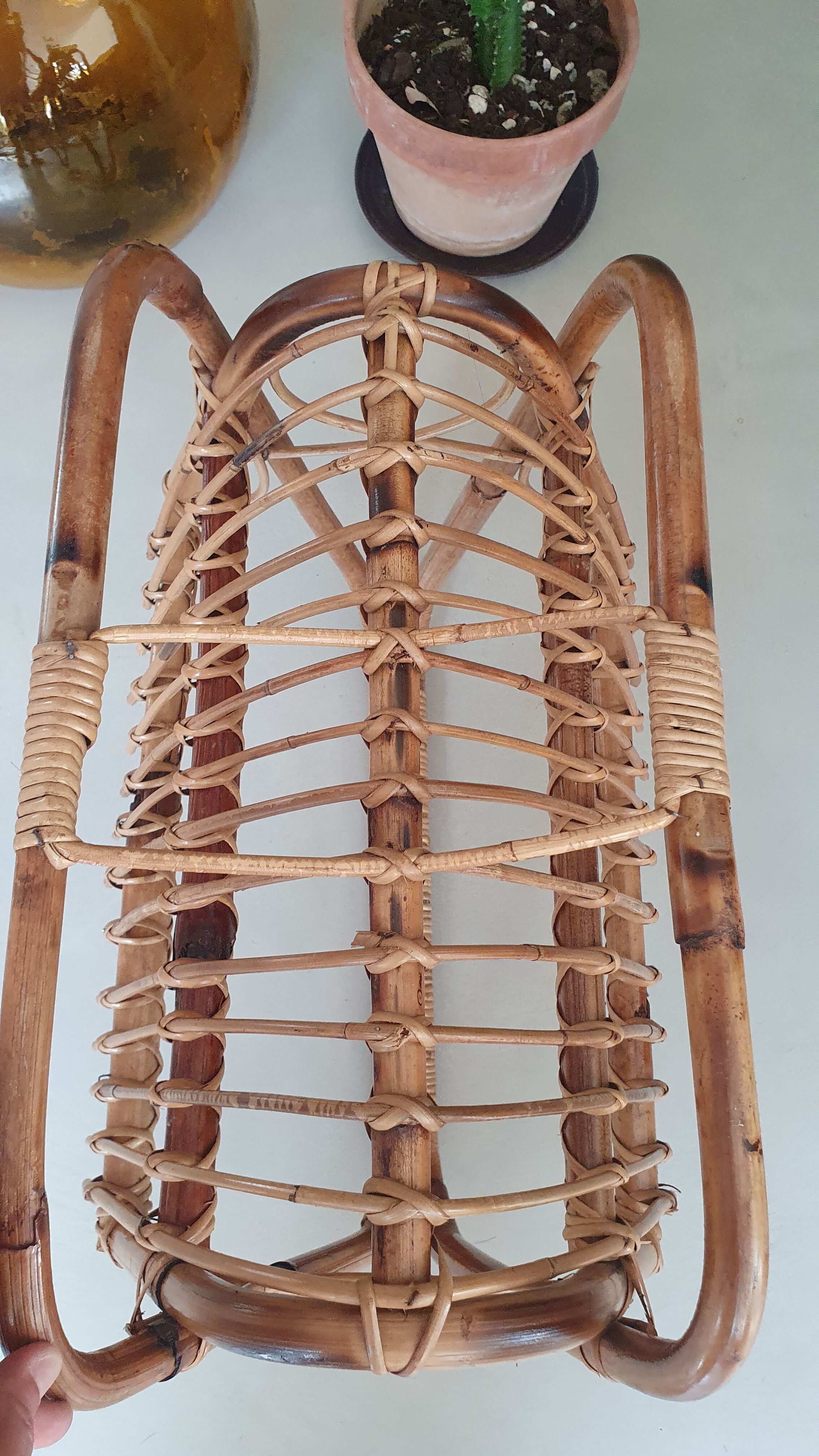 Rattan magazine holder, 1960