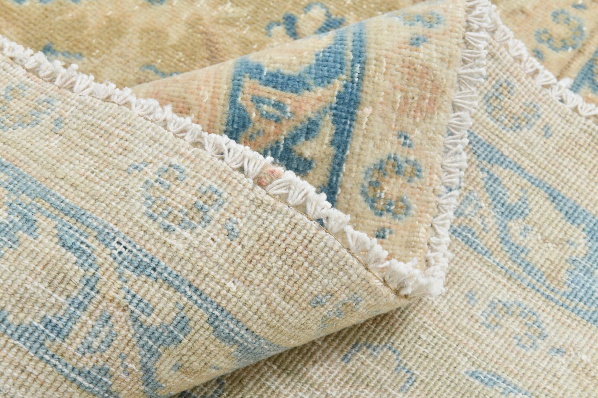 Sky Blue Hand Knotted Antique Vintage Persian Tabriz Rug, 293x407 Cm