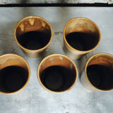 Set of 5 coffee cups in digoin sandstone color "bronze"