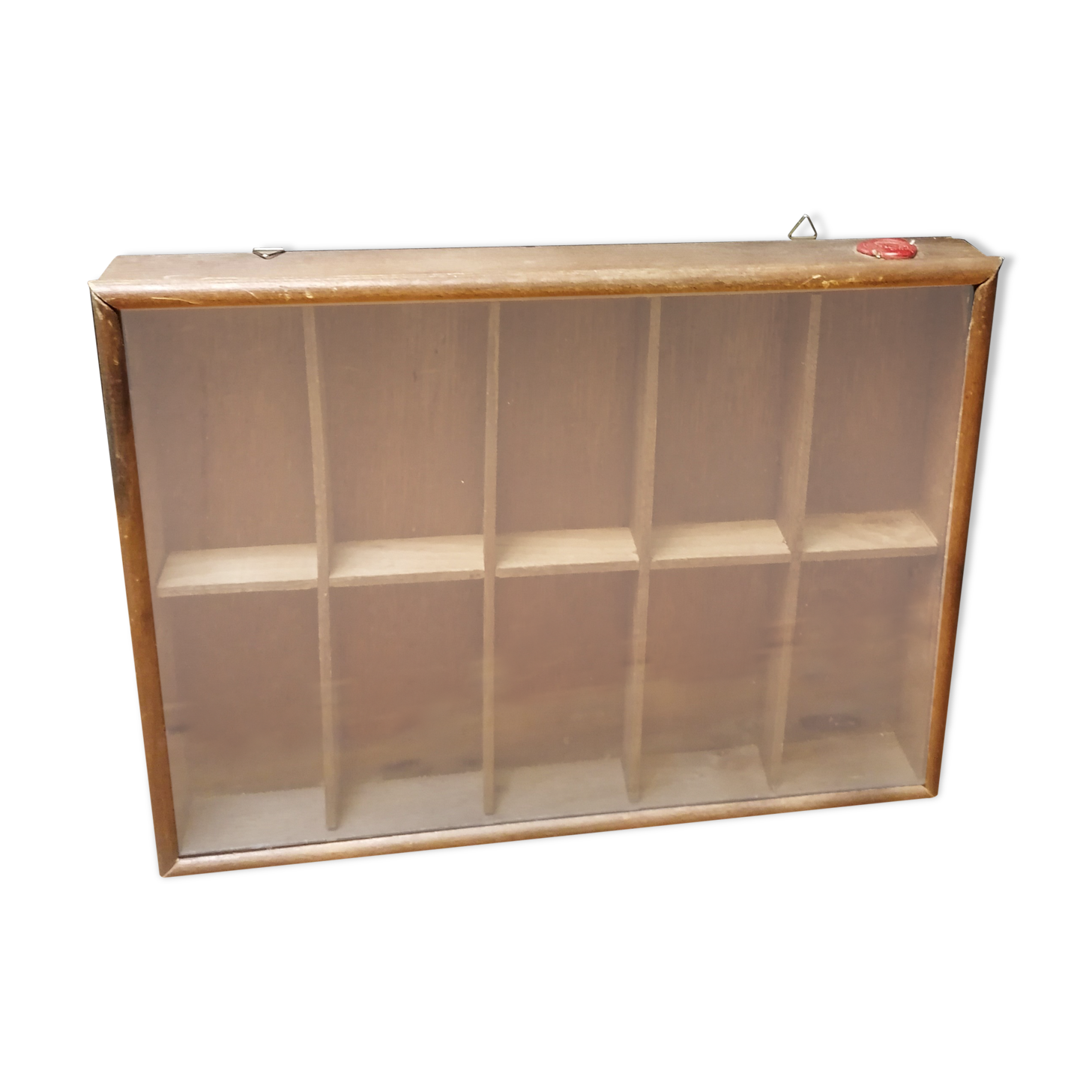 Wooden and glass wall window - 10 lockers - 80s