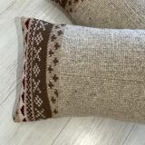 Pair of retro wool knitted cushions