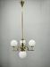 1930s Art Deco Brass and Opaline Glass Globe Chandelier, Czechoslovakia