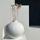 Handcrafted terracotta ball vase painted white H:24 D:26