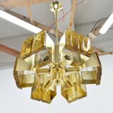 Mid-century design brass and resin pendant, 1960s / Hungary