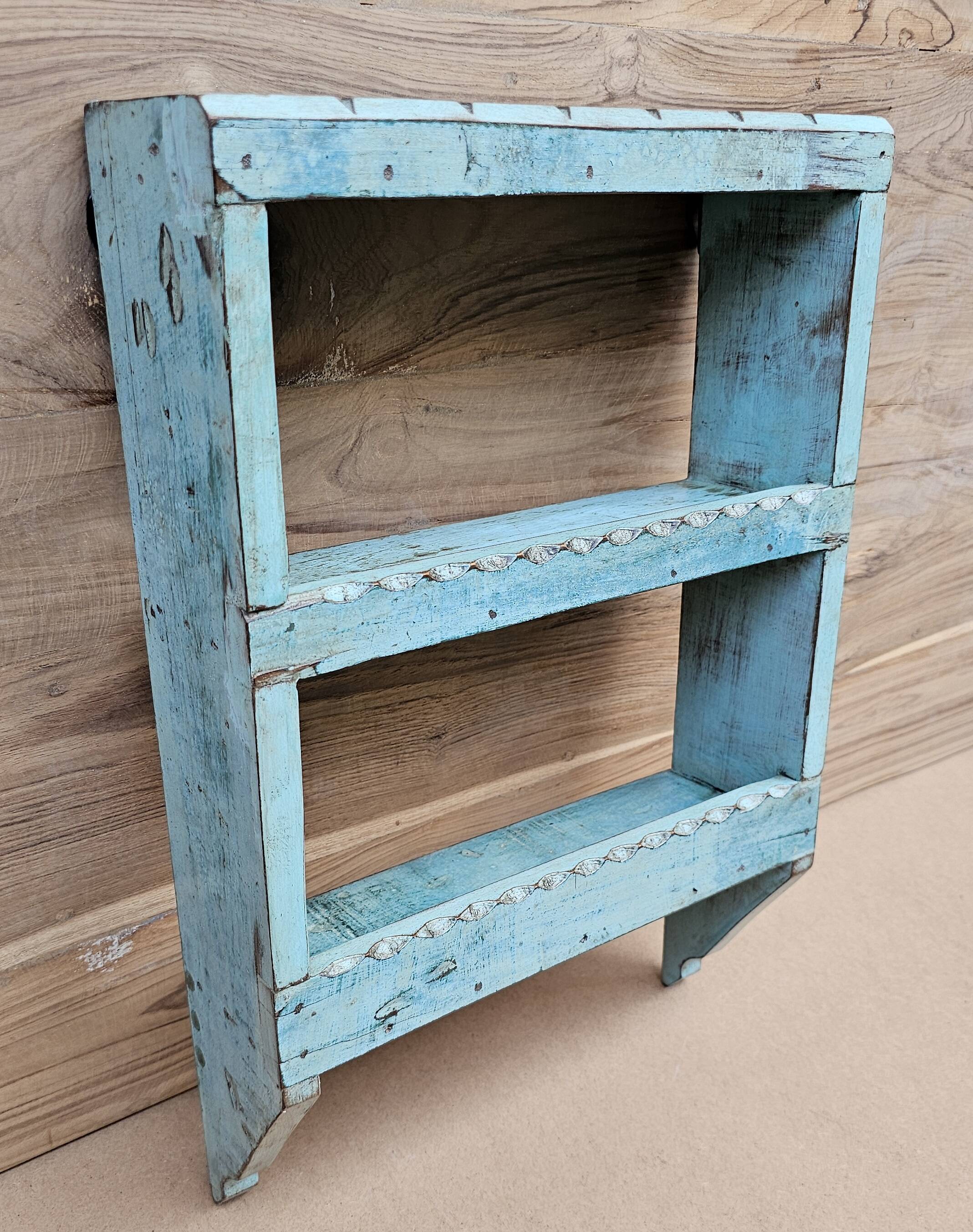 Burmese teak wall shelf