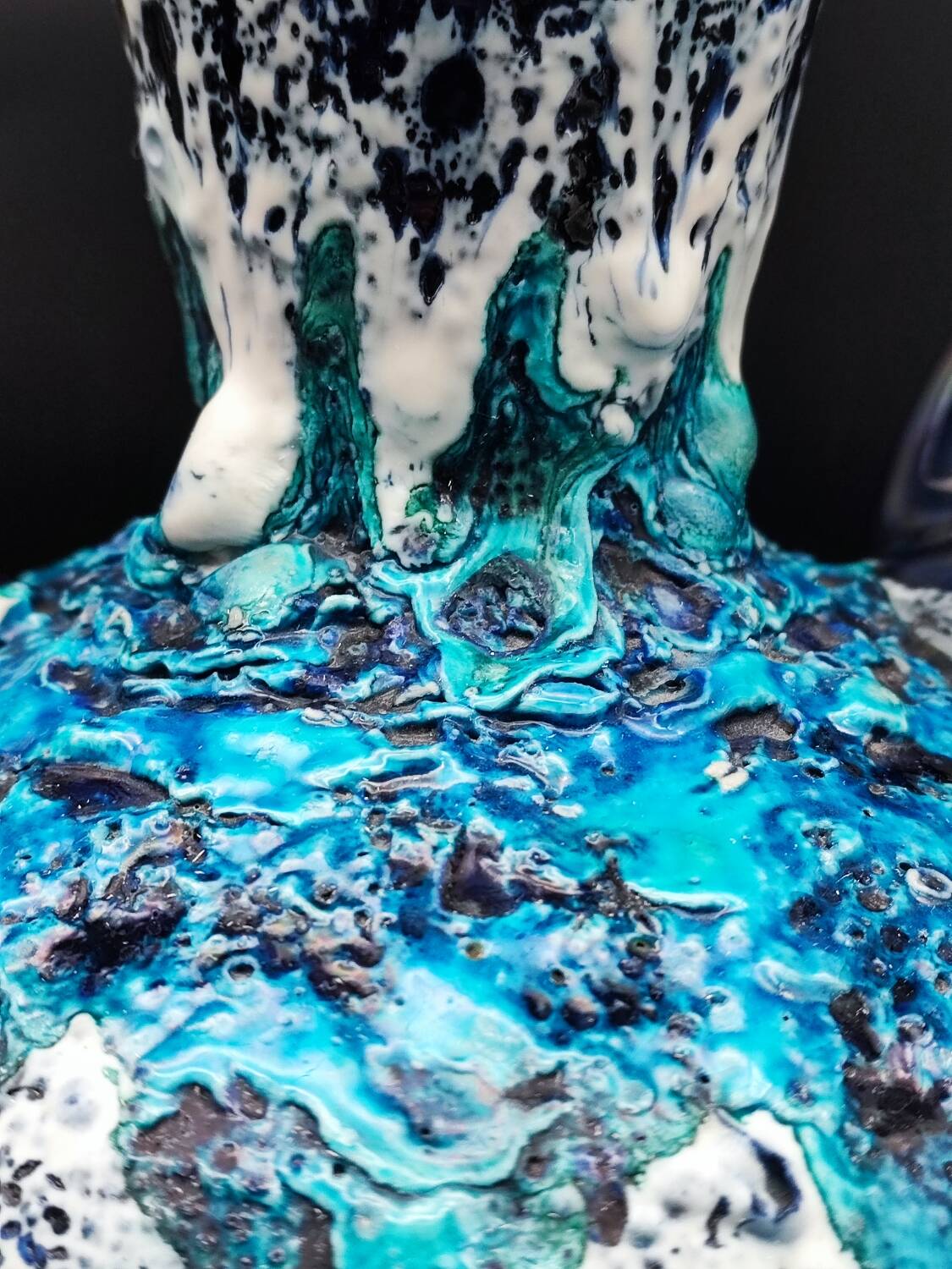 Vallauris vintage iridescent blue fat lava vase?