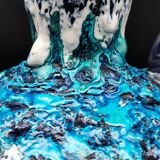 Vallauris vintage iridescent blue fat lava vase?