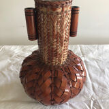 Japanese Ikebana vase in woven bamboo