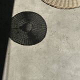 Small suspension, rattan luminaire in hat shape D:60cm