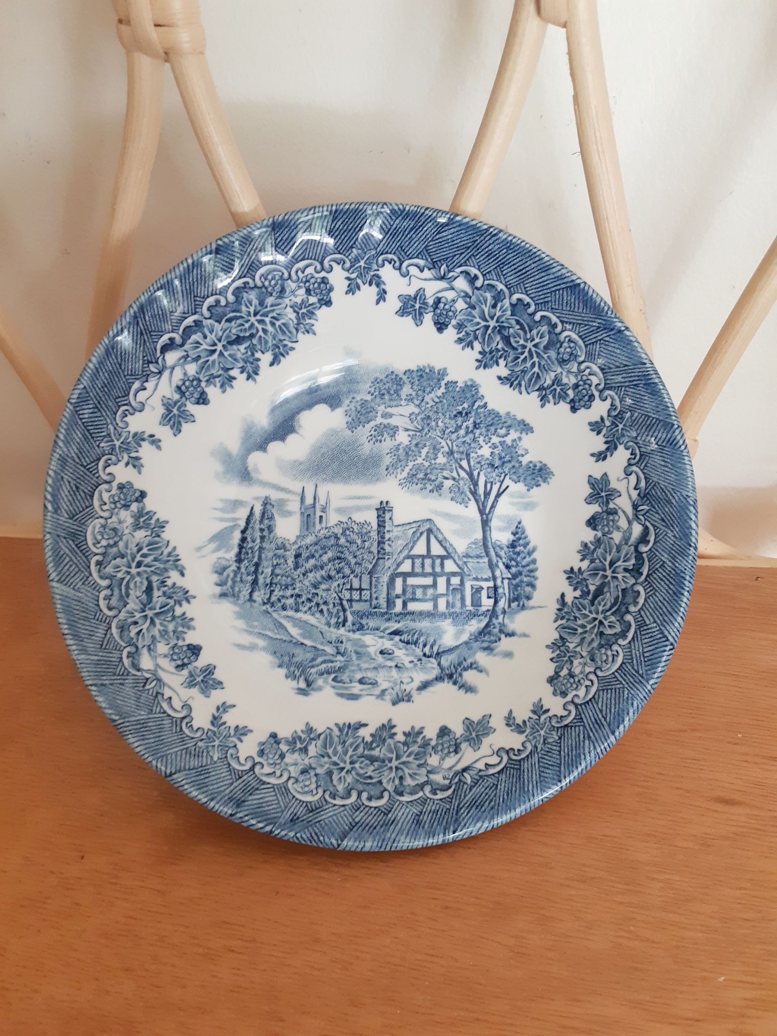 Cup, blue Churchill Staffordshire bowl, English porcelain
