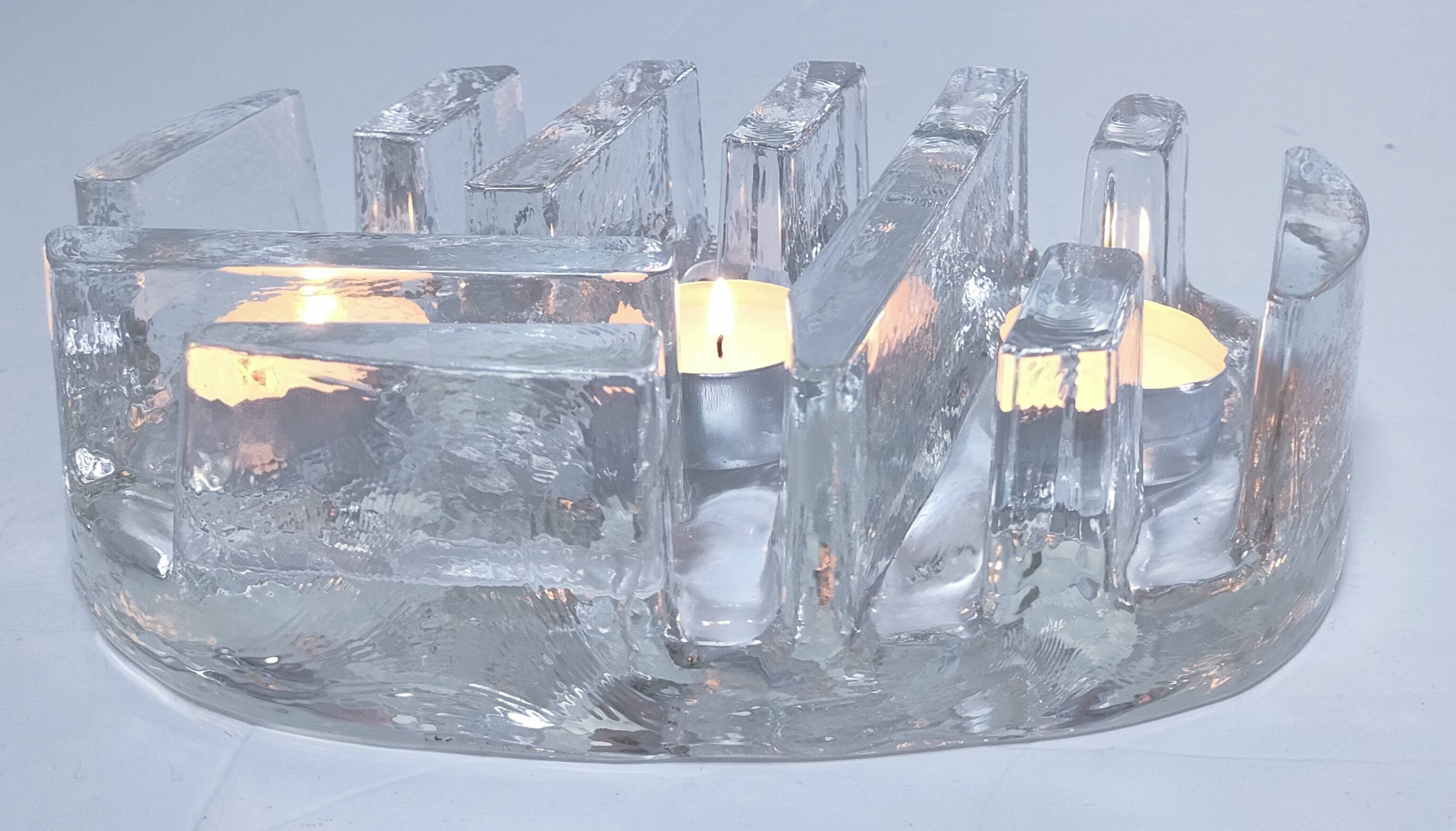 80s design sculptural glass candle holder