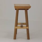 Contemporary handcrafted stool / end table in solid oak and ash wood