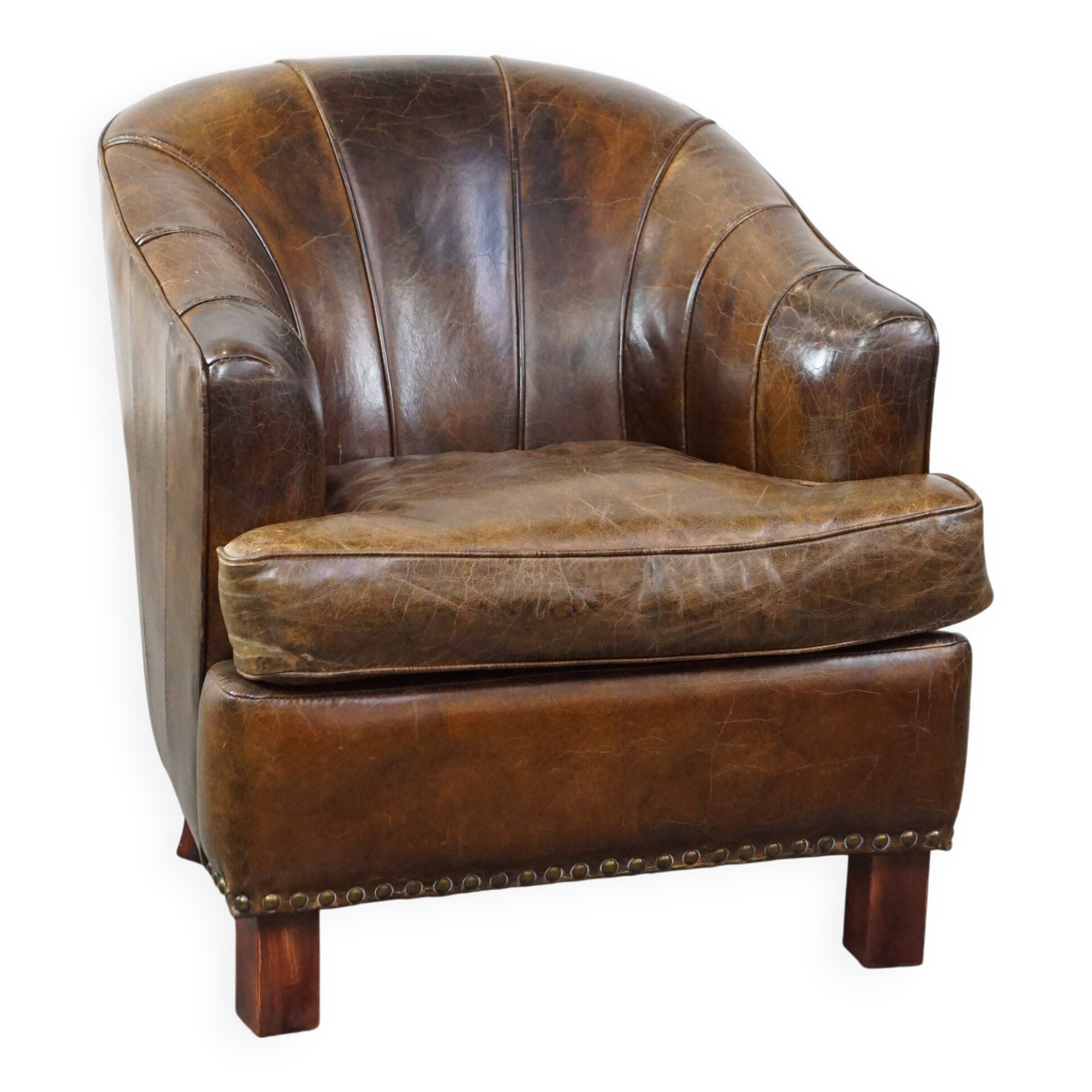 Stylish armchair with a unique design and beautiful finish, made of leather
