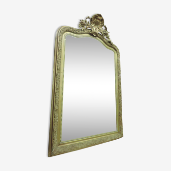 Miroir doré à fronton XIX ème siècle 82x130cm