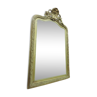 Miroir doré à fronton XIX ème siècle 82x130cm