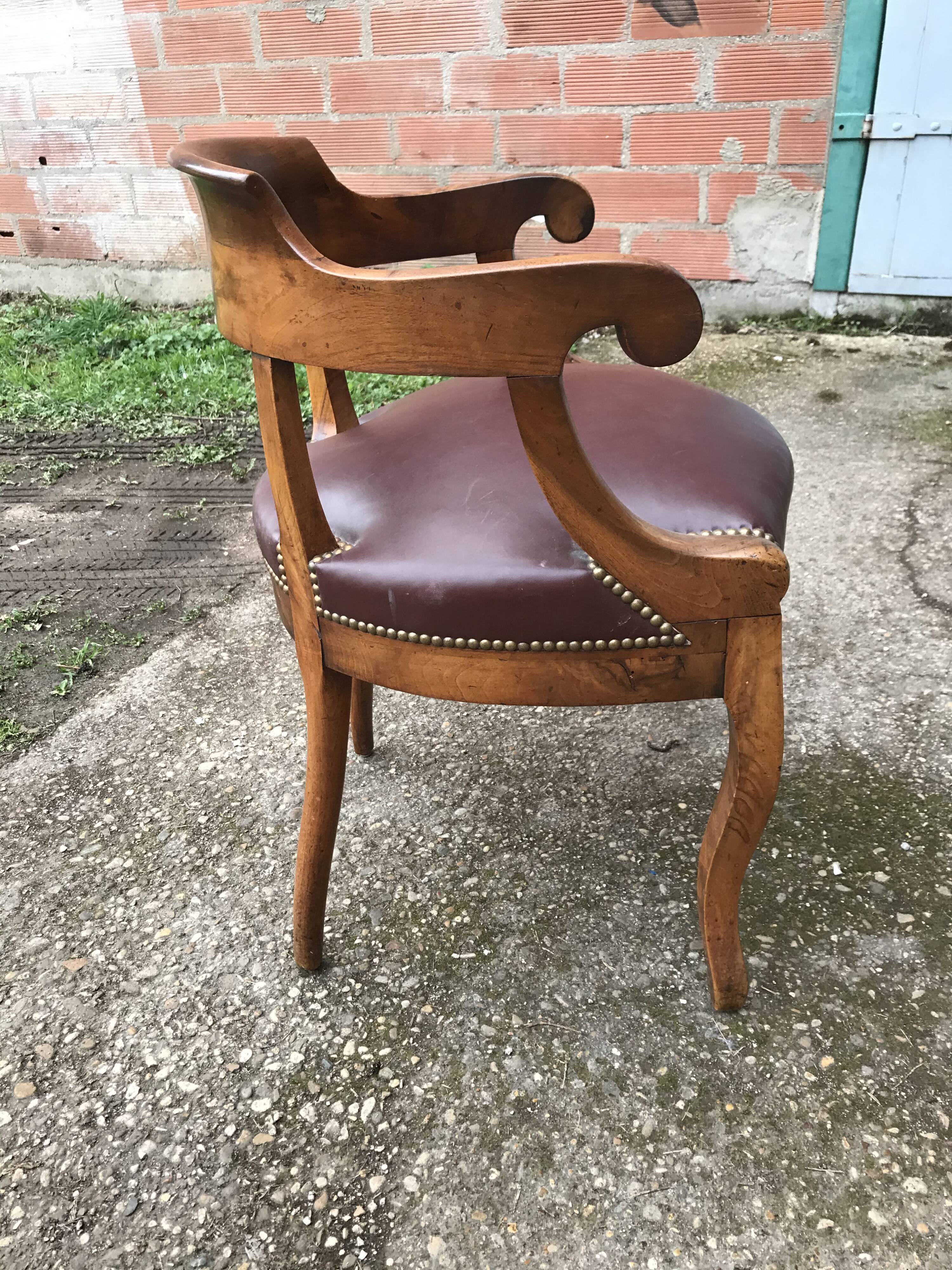 Louis Philippe leather office armchair