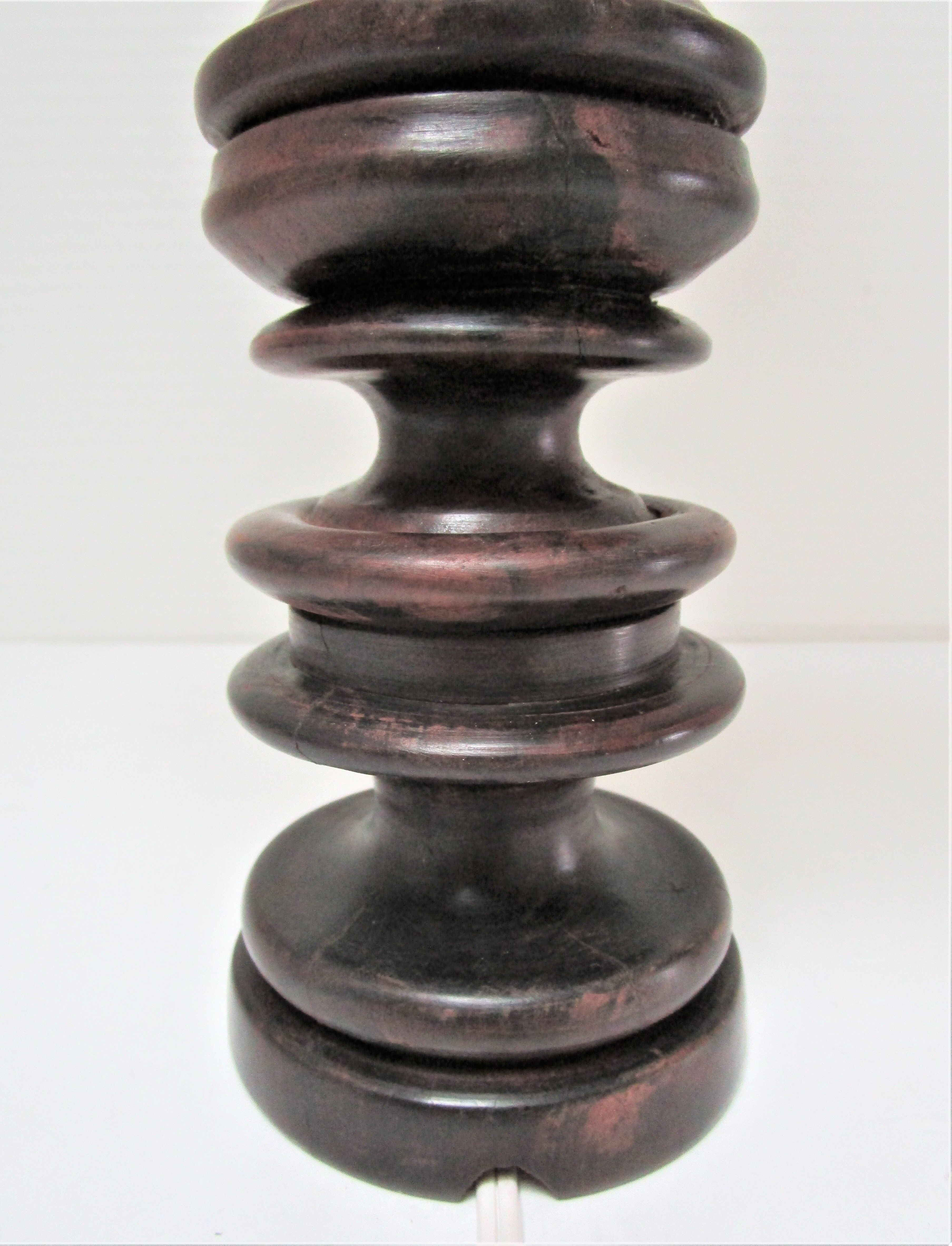 Wood lamp turned vintage rope blinds