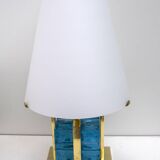 Pair of Contemporary Murano Glass and Brass Table Lamps