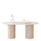 Dining table Keysha travertine base ceramic travertine top glossy