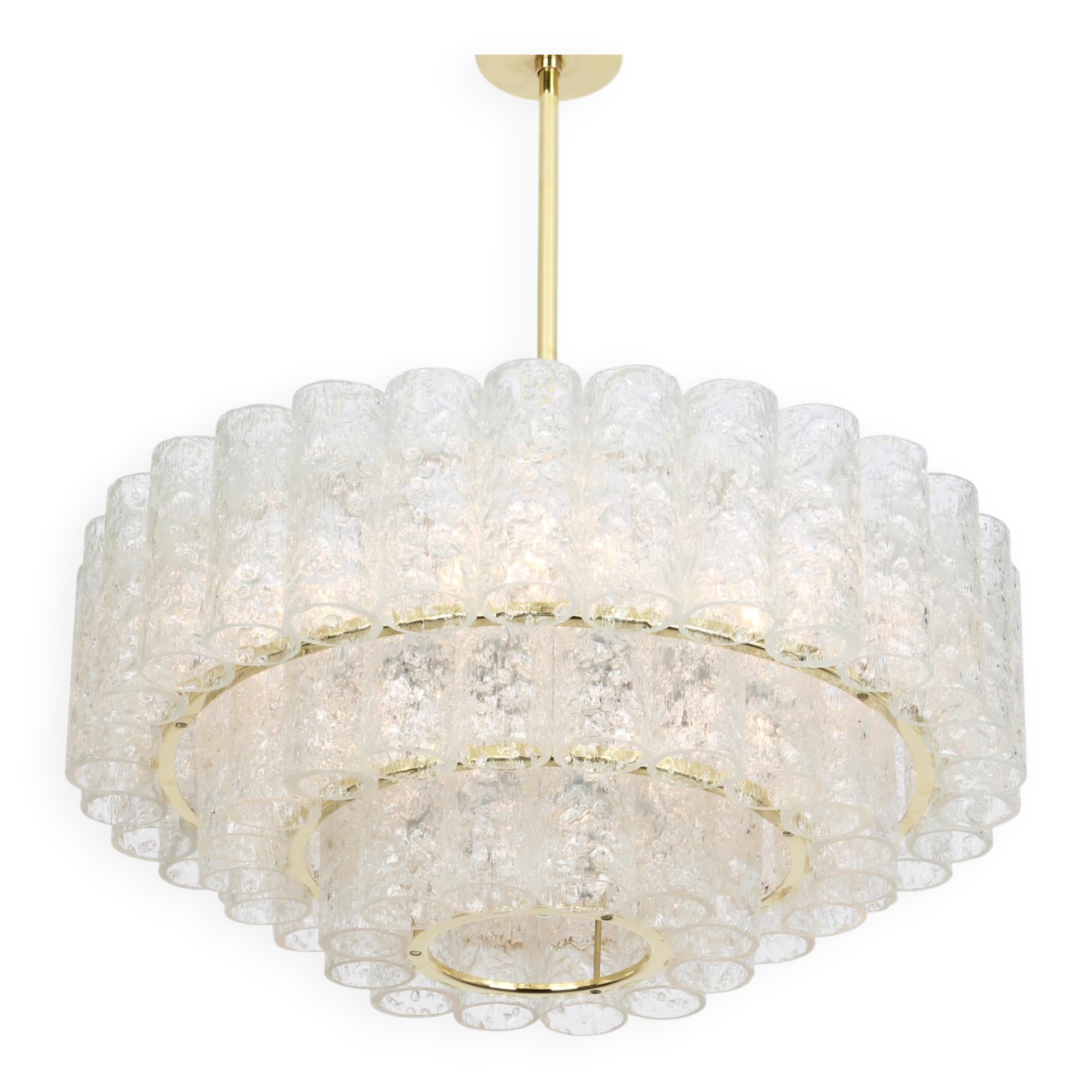 Lustre à tubes en verre glace Murano par Doria, Allemagne, années 1960