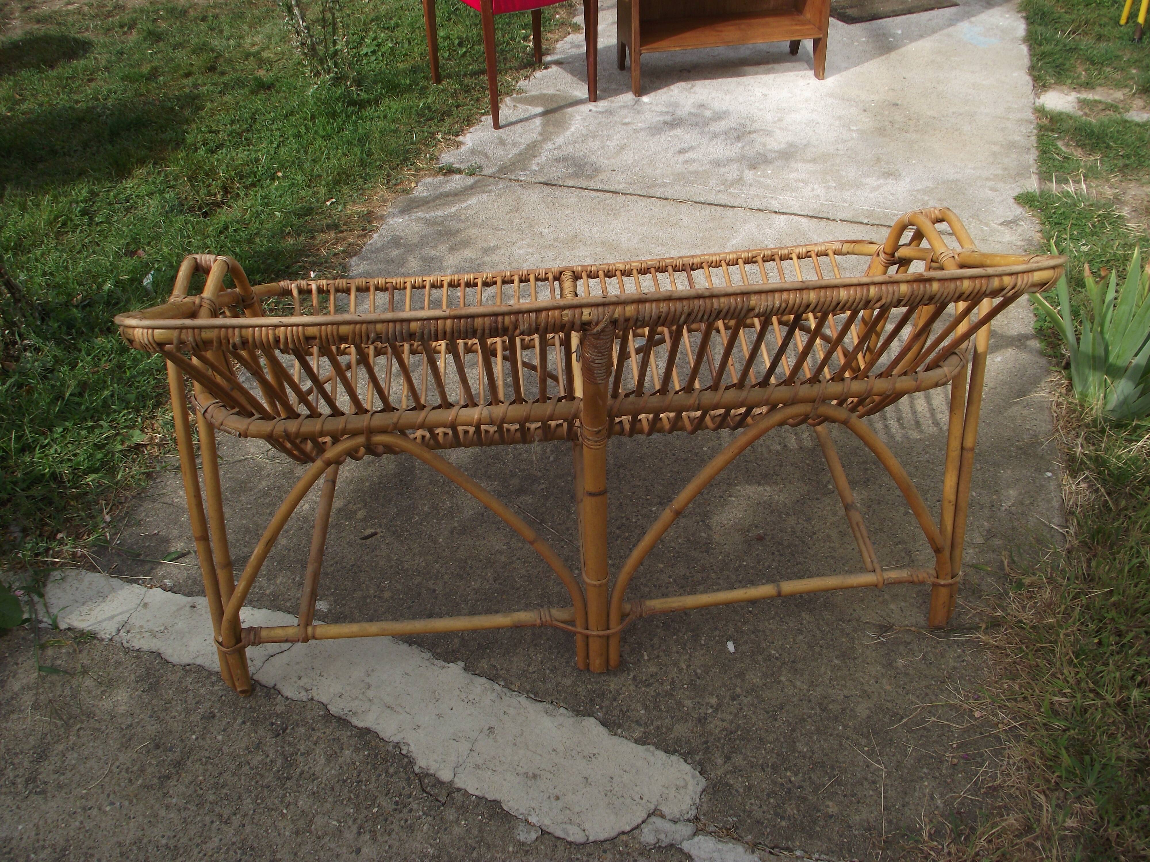 Rattan bench from the 1960s