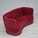 1960s, Danish 3-seater "Banan" sofa, original cherry-red furniture velour.