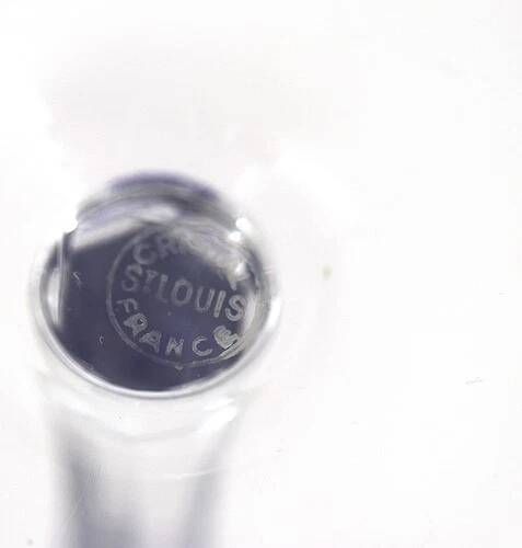 Saint Louis Traminer 4 glasses Rhin Roemer crystal, signed colour, excellent condition.