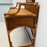 Coiffeuse bureau en rotin et bambou vintage