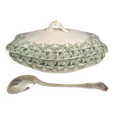 Antique earthenware vegetable or soup tureen in iron earthenware