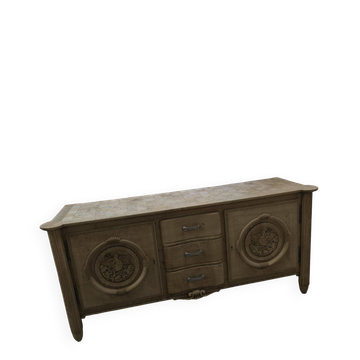 Large buffet in the Arts Décoratifs style, made of natural solid oak.