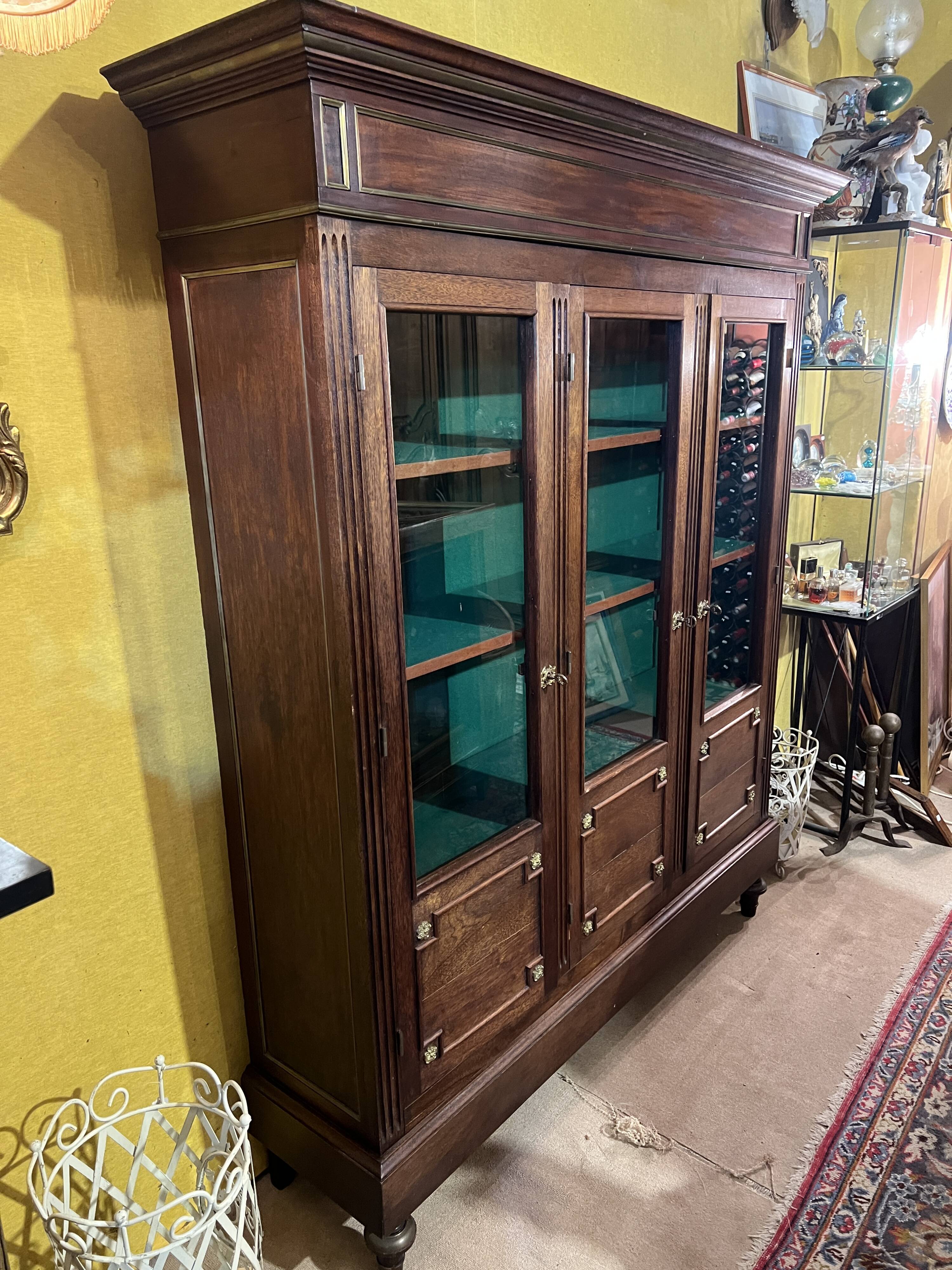 Louis XVI style mahogany bookcase, 3 doors