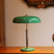 Bauhaus style desk lamp in green lacquered metal, circa 1950-60.