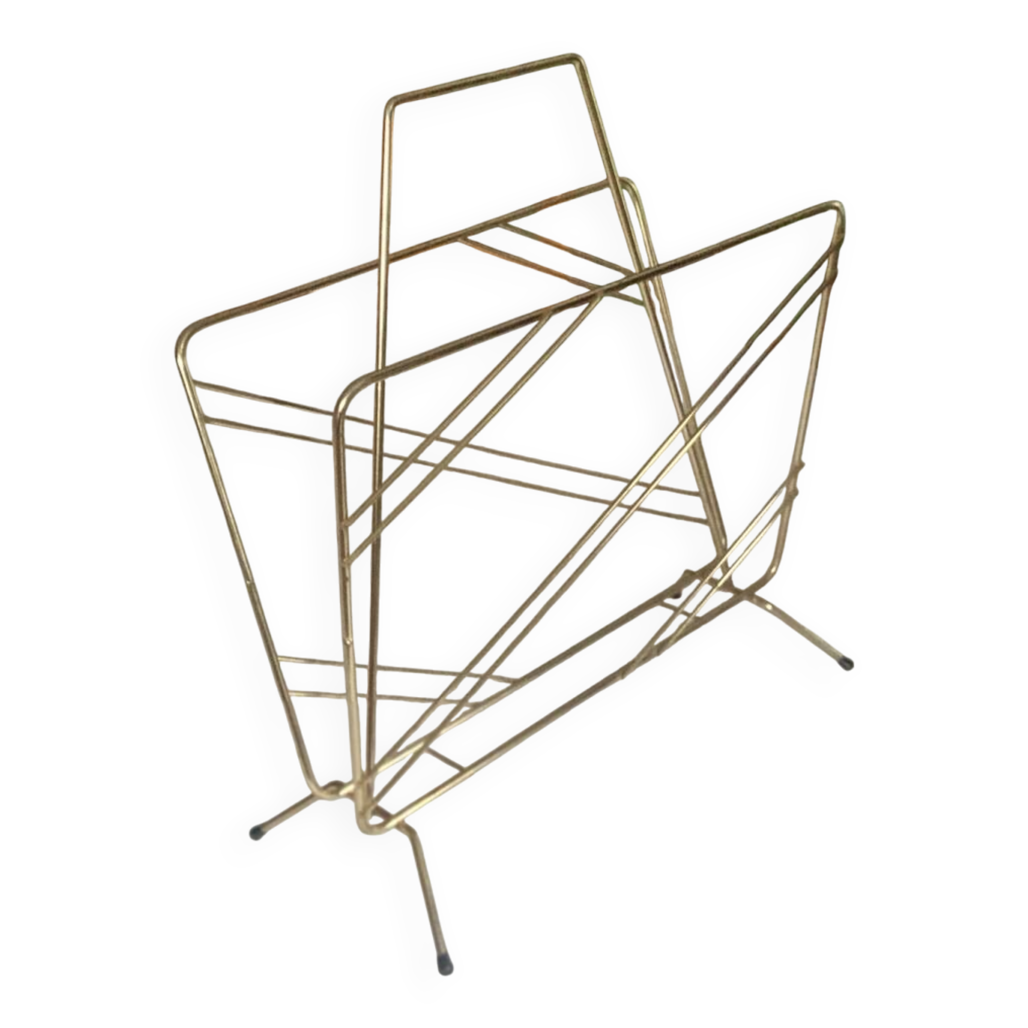 Vintage gold metal magazine rack