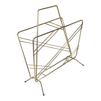 Vintage gold metal magazine rack