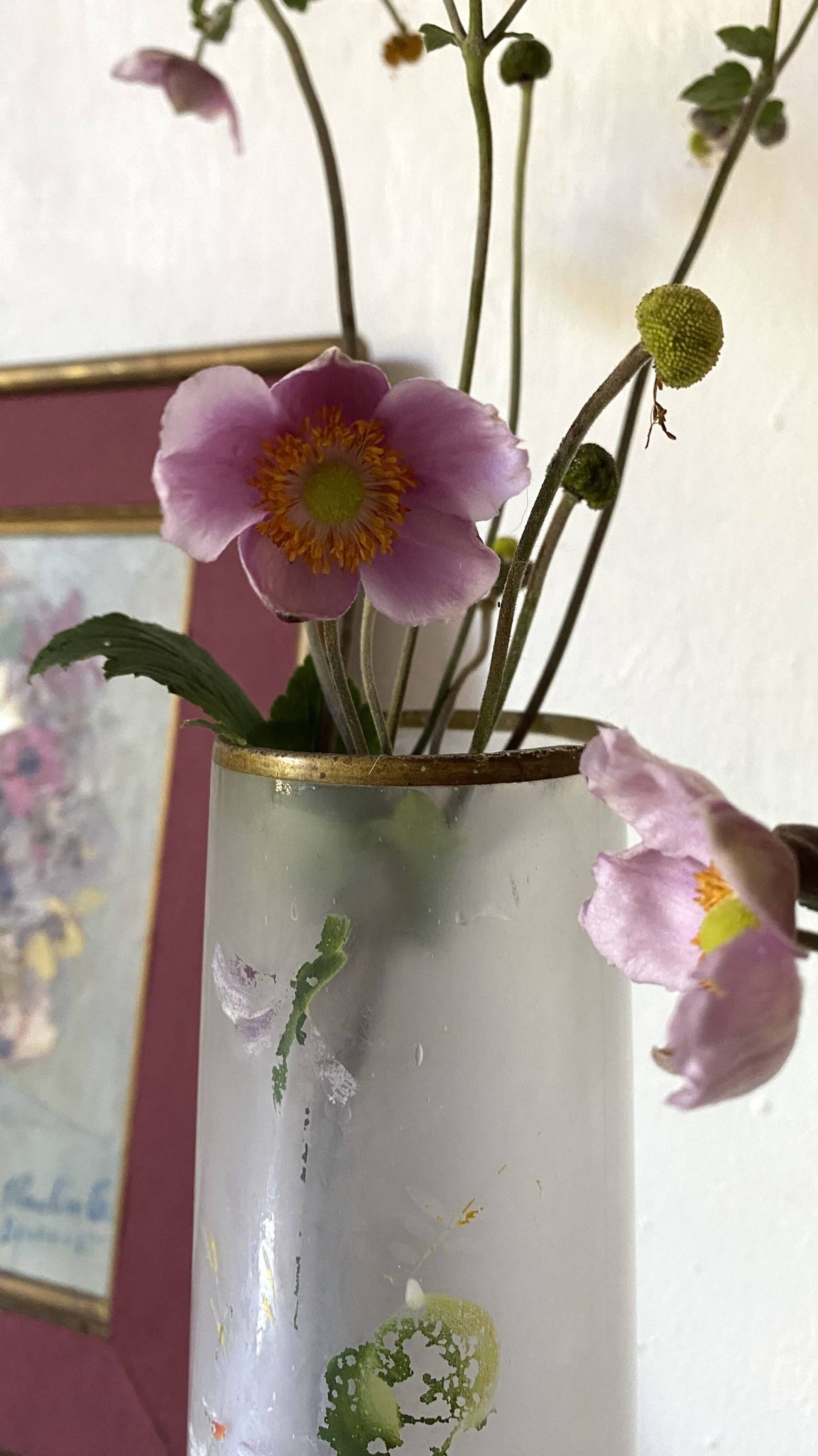 Pair of antique glass paste vases