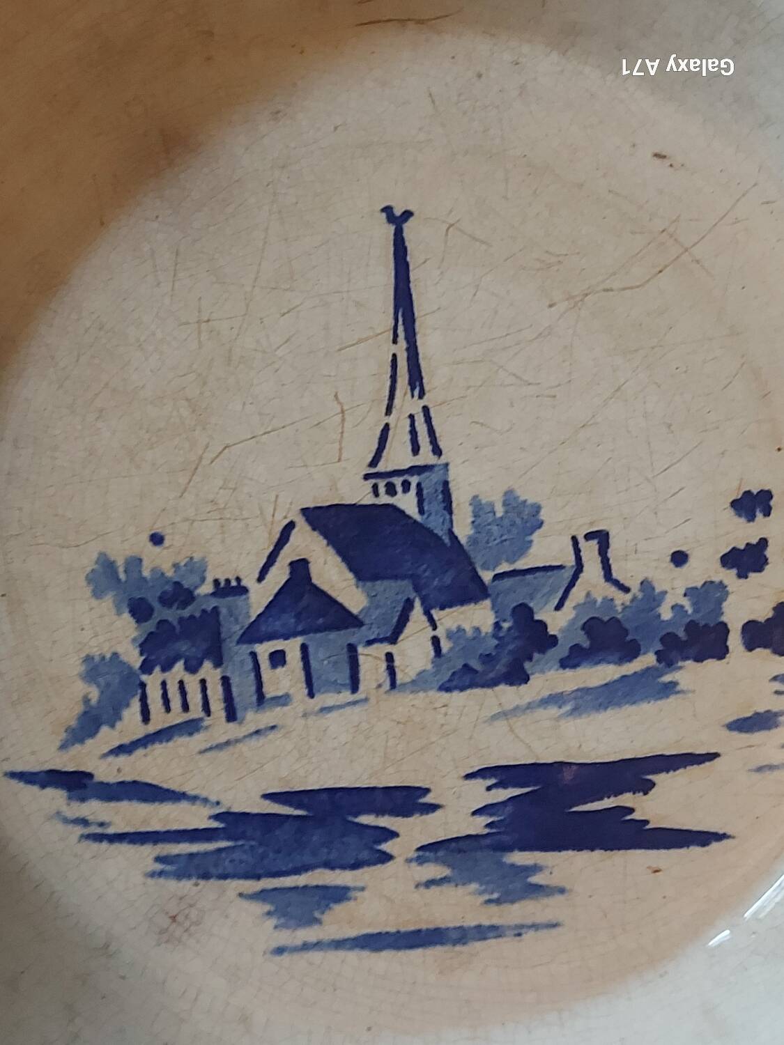 Antique opaque porcelain plate from Gien